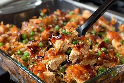 Teriyaki Chicken Casserole - Gourmet Martha Teriyaki Casserole, Teriyaki Chicken Casserole, Teriyaki Chicken And Rice, Chicken Rice Casserole, Dinner Choices, Chicken Teriyaki, Chinese Cooking Recipes, Healthy Casseroles, Homemade Teriyaki Sauce