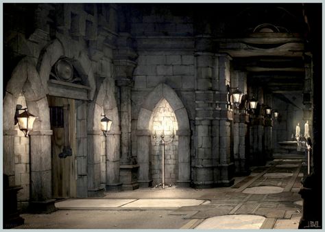 Final Fantasy IX – (Castle-Inside) Art: | Jake L Rowell - Artist Medieval Hallway, Castle Hallway, Eyes Snap, Ancient Alexandria, Dark Hallway, Medieval Aesthetic, Stone Floors, Dark Castle, Final Fantasy Ix