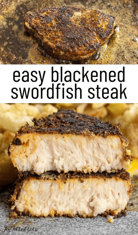 With a cooking time of just 15 minutes, this Blackened Swordfish recipe makes the perfect light dinner. This recipe is a great option for cooking fish in a way that the entire family will enjoy. It's the perfect fish dinner. Blackened Swordfish Recipes Grilled, Baked Swordfish Recipes Ovens, Swordfish Steak Recipe Air Fryer, Black Tip Shark Recipe, Broiled Swordfish Recipes, Swordfish Recipes Air Fryer, Air Fryer Swordfish Recipes, Swordfish Sauce, Blackened Swordfish Recipes