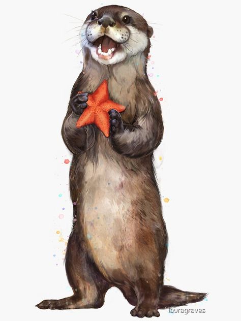 Latest Kate, Otter Drawing, Otter Tattoo, Otter Illustration, Otter Art, Harry Otter, Cute Otter, Otter Pops, Glass Print