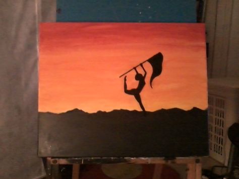 Colorguard Girl at Sunset Color Guard Painting Ideas, Band Booster, Colour Guard, Draw Ideas, Cocoppa Wallpaper, Color Guard, Mini Canvas Art, Mini Canvas, Drawing Artwork