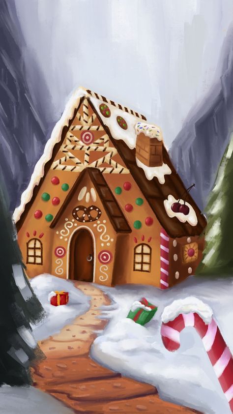 Themes To Draw, Hansel And Gretel House, List Of Themes, Infinite Painter, Easy Canvas Art, Winter Painting, Bullet Journal Design Ideas, House Drawing, Fairytale Art