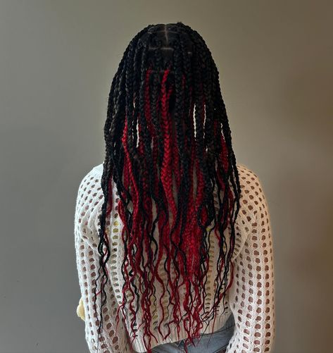 wavy red peek-a-boo knotless braids!! ❤️❤️❤️❤️ Knotless Braids, Peek A Boo, Braids, Red, Quick Saves, Plaits