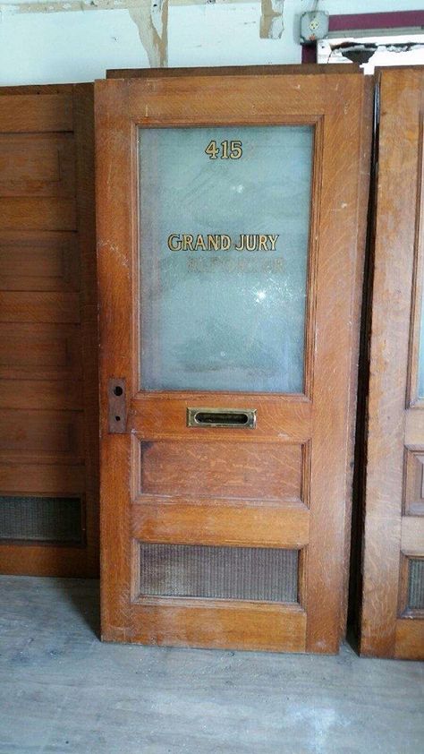 Old door from Tampa courthouse at Tampa bay salvage Vintage Office Door, Door Signage, Old Office, Old Bathroom, Wood Office, Office Door, Old Factory, Front Entrance, Commercial Architecture