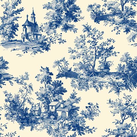 Roman: Our dark blue toile wallpaper evokes a sense of timeless elegance and sophistication, with its intricate patterns adding depth and character to any room.24" Pattern Repeat Blue Wallpaper Vintage, Blue Toile Wallpaper, Roman Wallpaper, Porcelain Wallpaper, Uni House, Wedding Invitation Fonts, Toile Print, Toile Wallpaper, Henna Ideas