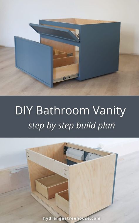 Diy Bathroom Vanity Plans 30 Inch, Diy Bathroom Vanity Countertop, Diy Double Vanity Bathroom, Sink Vanity Diy, Diy Floating Vanity Bathroom, Floating Sink Bathroom Small Spaces, Diy Small Vanity, Small Floating Vanity, Vanity Plans Diy