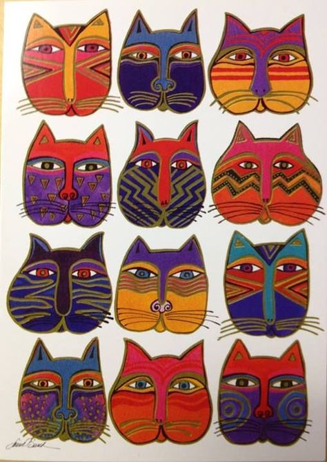 Laurel Birch, Laurel Burch Art, Laurel Burch Cats, Cat Applique, Cat Art Illustration, Whimsical Cats, Cat Quilt, Cat Fabric, Laurel Burch