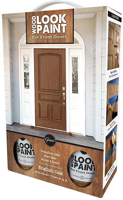 Giani Wood Look Paint Kit for Front & Interior Doors (Black Walnut) - - Amazon.com Wood Look Paint, Door And Trim Paint, Mahogany Front Door, Stucco Colors, Oak Front Door, Trim Paint, Black Interior Doors, Door Paint, Interior Exterior Doors