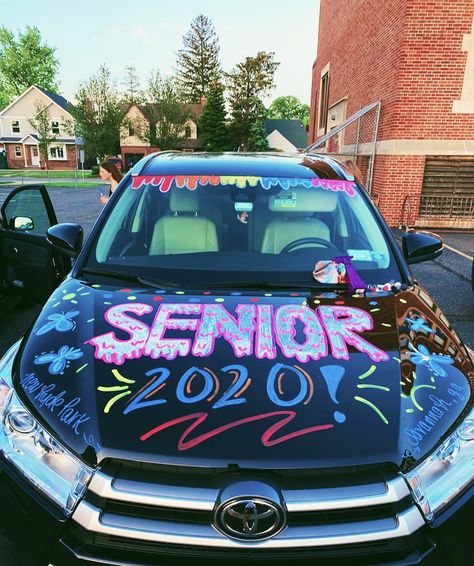 class of 2020 car parade Grad Car Decor Ideas, Car For Prom, Prom Car Decorations, Car Parade Decorations Ideas Graduation, Hoco Car Decor, Decorate Senior Car, Graduation Car Decorations, Senior Parade Car Ideas, Grad Car Window Paint Ideas