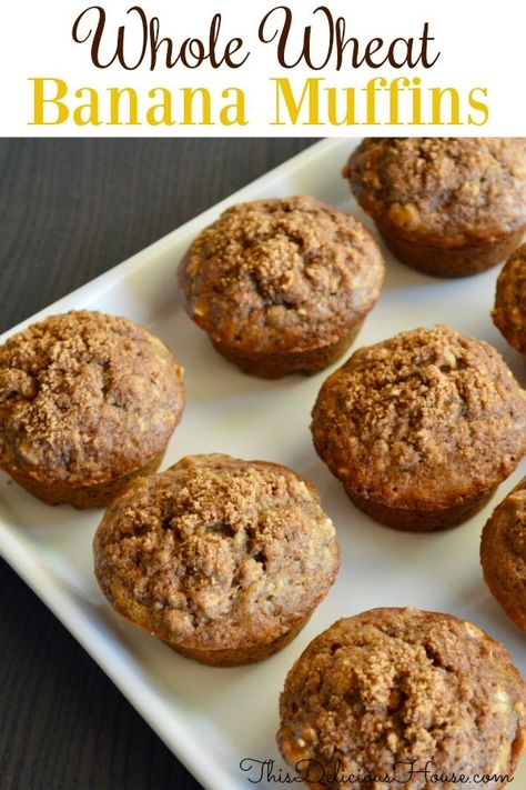 Whole Wheat Banana Muffins, Wheat Banana Muffins, Use Up Ripe Bananas, Banana Cinnamon Muffins, Nutella Banana Bread, Whole Wheat Muffins, Ways To Eat Healthy, Banana Bread Muffins, Homemade Muffins