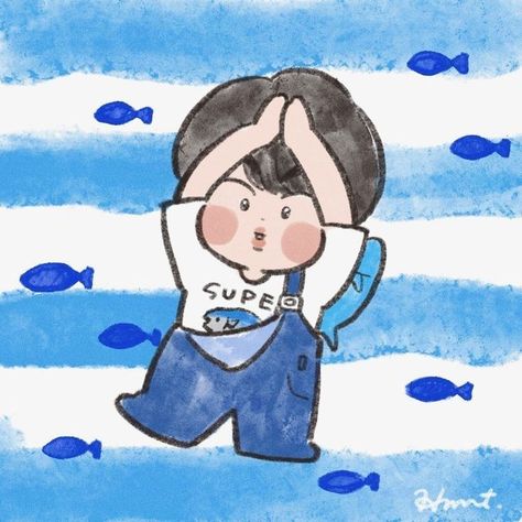 Bts Drawings Easy, Super Tuna, K Wallpaper, Kpop Drawings, Lukisan Cat Air, Cute Doodle Art, Foto Vintage, Seokjin Bts, Dibujos Cute