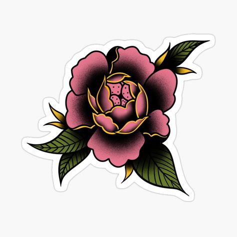 Traditional Peony Tattoo, Traditional Peony, Botanical Tattoos, Peony Tattoo, Peonies Tattoo, Botanical Tattoo, School Tattoo, Redbubble Designs, Decorate Notebook