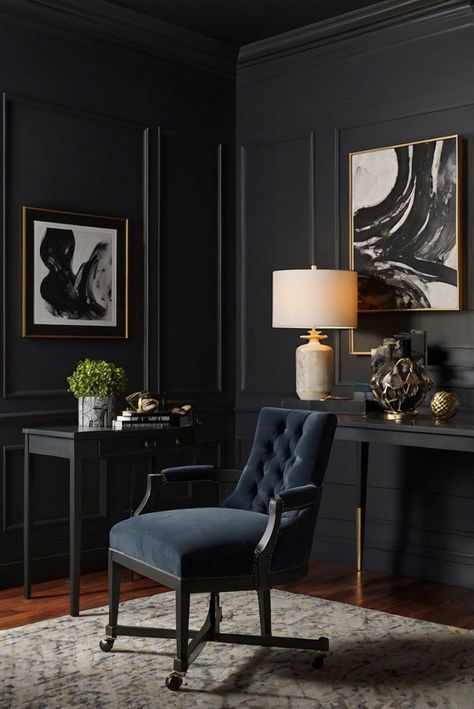 Step into the world of Black Horizon (2132-20) with the top paint choice for 2024. Discover how to incorporate Twilight Noir for subtle drama in your interior design routine. #Ad #homedecor #homedesign #trendgirlApartment #Painthome #interiorarchitecture Wall Colors Green Room Colors
Bright Room office Colors
Apartment Renovation
Home office Remodeling
Modern Paint Colors
2024 Green Walls And Black Trim, Black Paint Office, Sw Green Black, Home Office Colors Paint, Black Media Room, Paint Colors 2024, Green Room Colors, Best Wall Paint, Wall Color Schemes