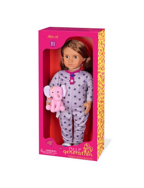 Our Generation Maria Doll - C Pink Elephant Stuffed Animal, Og Dolls, Our Generation Doll, Minnie Mouse Toys, Friends Playing, Elephant Plush Toy, Bathroom Improvements, Elephant Stuffed Animal, Beautiful Brown Eyes