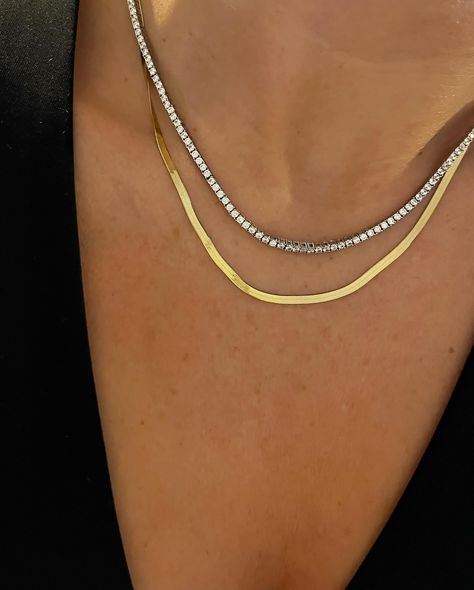 Liquid Gold✨ Timeless elegance our herringbone necklaces are available in 10k and 14k yellow gold, these heirloom pieces are perfect for your neck stack, adding a touch of sophistication and luxury. #lbluxury #engravedjewelry #diamondjewelry #personalizedjewelry #customizedjewelry #jewelryforher #jewelrygiftsforher #jewelrygifts #neckstack #freegift #summerjewelry #herringbone #herringbonenecklace #goldnecklace Gold Necklace Stack, Neck Stack, Necklace Stack, Herringbone Necklace, Yellow Gold Necklace, Liquid Gold, Engraved Jewelry, Jewelry For Her, Summer Jewelry