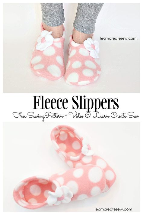 DIY Simple Fleece Slippers Free Sewing Pattern + Video | Fabric Art DIY Sewing Projects With Fleece, Free Slipper Patterns Sewing, Massage Party, How To Make Slippers, Simple Slippers, Sewing Slippers, Sweater Crafts, Fleece Sewing Projects, Charity Ideas