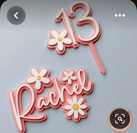 Cricut Cake Toppers, Hippy Cake, Cricut Cake Topper, Cute Cake Toppers, Toper Cake, Daisy Cake Topper, Hippie Cake, Number Topper, Daisy Name