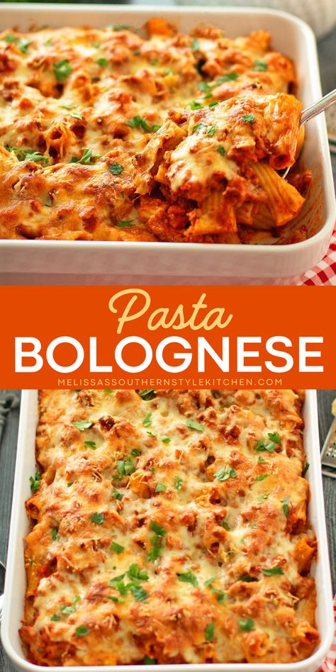 Want some tender and rich weeknight dinner recipes? This easy pasta bolognese recipe is a must-try! Save this classic bolognese for more pasta dinner ideas and impress your family with a delicious meal! Bolognese Pasta Recipe, Pasta Dinner Ideas, Pasta Bolognese Recipe, Homemade Bolognese Sauce, Homemade Bolognese, Weeknight Dinner Recipes, Pasta Bolognese, Bolognese Recipe, Baked Pasta