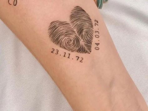 Thumbprint Tattoo, Fingerprint Heart Tattoos, Fingerprint Tattoos, Crazy Tattoos, Phrase Tattoos, Cute Hand Tattoos, Tattoos With Kids Names, Full Back Tattoos, Delicate Tattoo