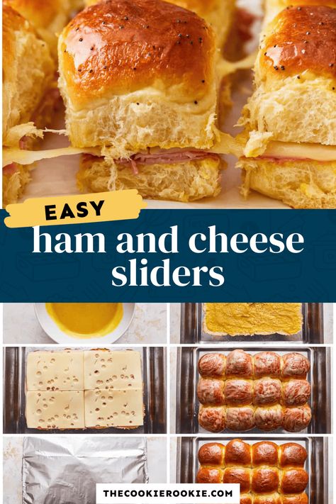 Ham And Cheese Hawaiian Rolls Easy, Ham Swiss Sliders Hawaiian Rolls, Ham N Cheese Sliders Hawaiian Rolls, Sliders In The Oven, Ham And Swiss Cheese Sliders, Sliders Recipes Hawaiian Rolls, Best Superbowl Food, Roll Sliders, Ham And Swiss Sliders