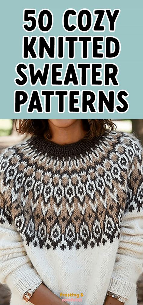 Prepare to be captivated by the exquisite patterns adorning the Icelandic-style yoke. This cozy sweater is expertly knitted in the round, from neckline to hem. Looking for effortless knitting patterns? Dive into this collection of 50 easy-to-follow sweater patterns that will keep you cozy all season long. This design is perfect for knitters that love Fair Isle patterns. Fair Isle Jumper Pattern, Knitted Icelandic Sweater, Icelandic Cardigan Knitting Pattern, Knitting Pattern Fair Isle, Knit Colorwork Sweater Pattern, Islandic Sweater Pattern Free Knitting, Christmas Jumper Knitting Pattern Free, Icelandic Knitting Patterns Free, Nordic Sweater Patterns Free Knitting