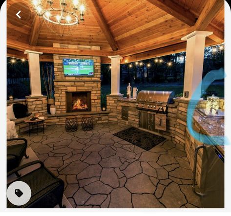 Patio Design Ideas, Design Grill, Kitchen Design Diy, Outdoor Patio Designs, Backyard Fireplace, Cozy Patio, Backyard Pavilion, Backyard Kitchen, Outdoor Kitchen Patio