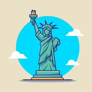 Statue Sticker, Statue Of Liberty Drawing, Liberty Statue, Cartoon Building, Vector Icons Illustration, Travel Icon, Famous Buildings, Iphone Wallpaper Quotes Love, I Love Ny