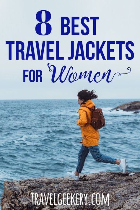 See these 8 top women’s travel jackets to accompany you on any trip. From rainproof, windproof, practical travel jackets with lots of pockets to more stylish travel jackets. Warm travel jackets and coats to stay comfortable even during winter. Lightweight and packable jackets for travel (women’s) that will protect you from bad weather and will keep you safe and comfy.Women’s jackets for traveling | Lightweight travel jacket | Packing List Travel Jackets For Women, Best Travel Jacket For Women, Travel Jacket Women, Best Travel Jacket, Womens Waterproof Jacket, Best Shoes For Travel, Travel Coat, Best Winter Jackets, Beach Jacket