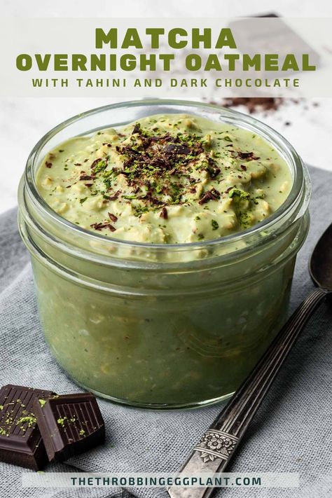 Are Overnight Oats Healthy, Matcha Oatmeal, Matcha Overnight Oats, Vegan Chocolate Bars, Vegan Overnight Oats, Matcha Cookies, Overnight Oats Healthy, Overnight Oatmeal, Plant Based Breakfast