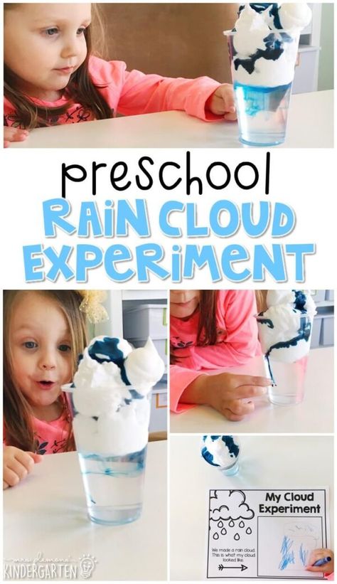 Weather Cycle Preschool, Cloud Experiment, Experiment For Preschool, Weather Kindergarten, Weather Lesson Plans, Science Inspiration, Prek Science, Weather Activities Preschool, Cloud In A Jar