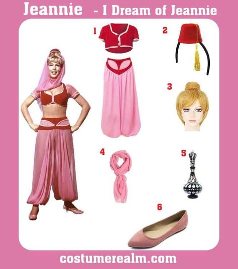 How To Dress Like Jeannie Costume Guide For Halloween & Cosplay I Dream Of Jeanie Costume, I Dream Of Genie Costume, Jeanie Costume, Pink Silk Outfit, I Dream Of Jeannie Costume, Genie Costume, I Dream Of Genie, Costume Guide, Halloween Color