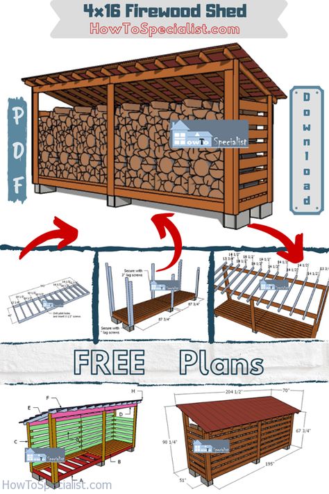 Firewood Shed Plans, Firewood Storage Outdoor, Wood Storage Shed, Outdoor Firewood Rack, Wood Shed Plans, Cord Wood, Firewood Shed, Lean To Shed, Wood Storage Sheds