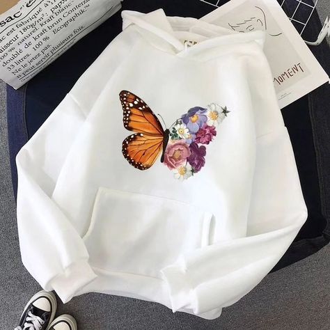 Tracksuit Style, Butterfly Hoodie, Simple Butterfly, Fitness Activewear, Stylish Hoodies, Women Hoodies, Being Happy, Clothing Streetwear, Cute Shirt Designs