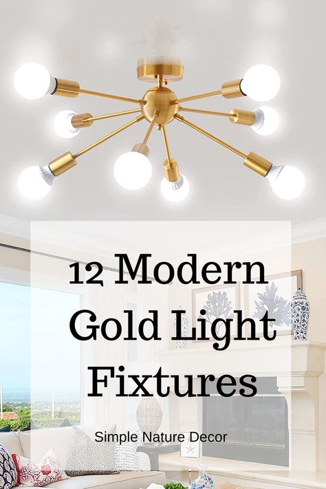 12 Gold Modern Light Fixtures You Will Love Modern Gold Light Fixtures, Gold Light Fixture Kitchen, Rectangle Light Fixture, Gold Light Fixtures, Dinning Room Light Fixture, Silver Light Fixture, Mid Century Modern Sconces, Entryway Light Fixtures, Dinning Room Lighting