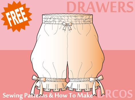 Make Drawers, Cute Clown Costume, How To Make Drawers, Ruffle Pattern, Japanese Sewing Patterns, Plus Size Sewing Patterns, Costume Sewing Patterns, Sewing Lingerie, Diy Clothes Design