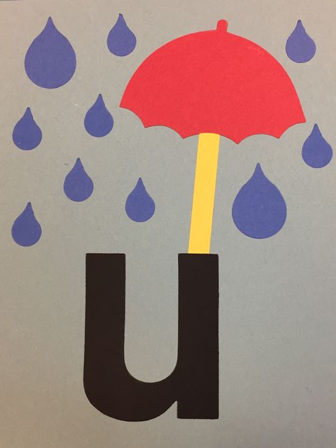 U For Umbrella, U Is For Umbrella, Letter U Crafts, Preschool Alphabet Book, Letter V Crafts, U Craft, Preschool Creative Art, Alphabet Crafts Preschool, Letter Craft