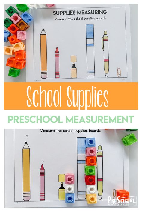 This back to school activity is a fun way for preschool, pre-k, and kindergarten age kids to learn about measuring! These preschool measurement activities us a measurement worksheets along with manipluatives for a FUN, hands-on math activity for preschoolers.  By using manipulative we are able to engage our kids in math and creative thinking skills. Simply print back to school worksheet and you are ready to play and learn! Preschool Tool Activities, Measuring Activities For Preschool Free Printables, Measuring For Preschoolers, Pre K Measurement Activities, Measurement Lesson Plan Preschool, Preschool Measuring Activities, Measuring Activity Preschool, Measurement For Kindergarten, Measuring Activities For Preschool