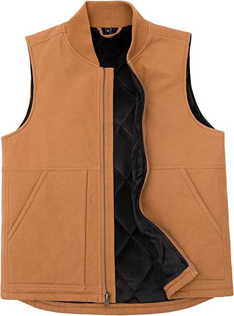 ZENTHACE Men's Washed Arctic-Quilt Lined Duck Vest Utility Rugged Canvas Work Vest Duck Brown XL at Amazon Men’s Clothing store Work Vest, Canvas Work, Tough As Nails, Duck Cloth, Duck Canvas, Jacket Design, Mens Vest, Car Keys, Hand Warmers