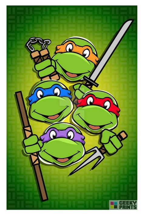 Teenage Mutant Ninja Turtles Poster - TNMT Retro S by geekyprints on DeviantArt Tmnt Christmas, Ninja Turtle Tattoos, Ninja Turtle Drawing, Turtle Wallpaper, Punch Embroidery, Ninja Turtles Birthday Party, Ninja Turtle Cake, Teenage Mutant Ninja Turtles Artwork, Ninja Turtle Party