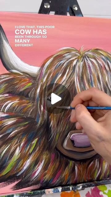 Emily Seilhamer on Instagram: "[clip] Colorful version of a highland cow! 🎨😱 #easypainting #tutorials #beginner #highlandcow #painting #art" Highland Cow Painting, Highland Cow Art, Highland Cow Canvas, Cow Canvas, Cow Painting, Cow Art, Highland Cow, Easy Paintings, Painting Tutorial