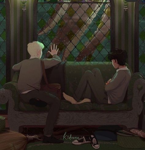 Scorpius And Albus, Slytherin Common Room, Scorpius And Rose, Harry Potter Cursed Child, Albus Severus Potter, Harry Potter Next Generation, Drarry Fanart, Harry Draco, Harry Potter Illustrations