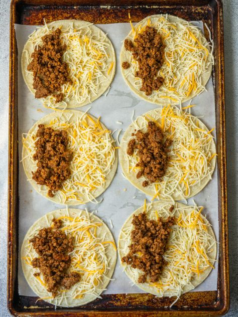 Easy Supper Ideas Quick For Kids, Baked Double Decker Tacos, Easiest Cheapest Dinners, Baked Mini Tacos Ground Beef, Pan Tacos Ground Beef, Taco Style Recipes, Recipes Using Soft Taco Shells, How To Cook Corn Tortillas For Tacos, Ground Beef And Croissant Recipes