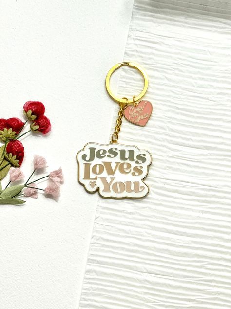 Girl Keychain, Girls Keychain, Christian Girl, Keychain Cute, Faith Gifts, Jesus Loves You, Jesus Loves, Christian Gifts, Bible Verse