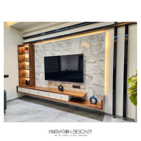 Tv unit design wooden and acrylic finished Wooden Rafters, Tv Lights, Arch Designs For Hall, Arch Designs, Tv Lighting, Unit Design, Pooja Room Door Design, Room Door Design, Tv Unit Design