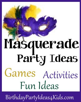 Masquerade Party | Birthday Party Ideas for Kids Mascarade Party Activities, Masquerade Party Games For Kids, Masquerade Ball Activities, Masquerade Party Games For Adults, Masquerade Party Activities, Masquerade Games Ideas, Masquerade Ball Birthday Party Ideas, Mascarade Birthday Party Ideas, Masquerade Party Games