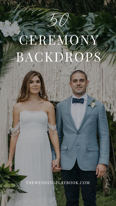 50 Wedding Ceremony Backdrops That Will Take Your Breath Away Ceremony Backdrop Diy, Wedding Ceremony Backdrops, Perfectly Splendid, Ceremony Backdrop Outdoor, Couture Bridesmaid Dresses, Outdoor Backdrops, Diy Outdoor Weddings, Wedding Ceremony Arch, Wedding Sparrow