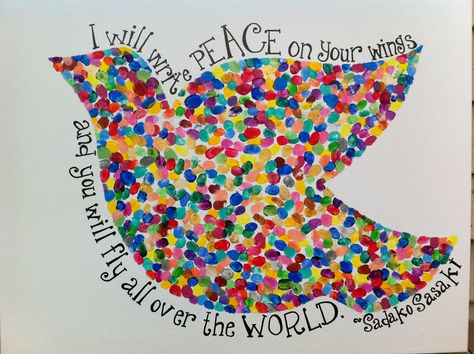 Peace Dove made with the thumbprints of 47 preschoolers. Dove Crafts, Group Art Projects, Group Art, Peace Dove, Art Projects, Dots, Google Search, Art