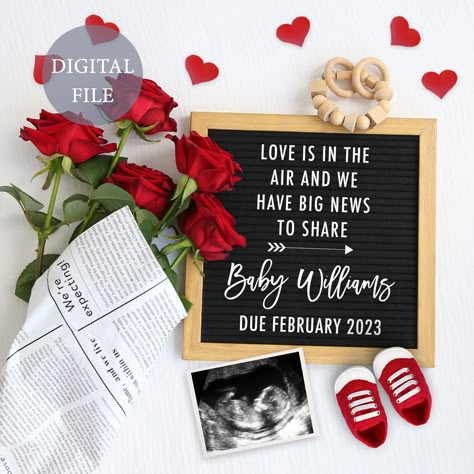 Valentines Baby Announcement, Winter Pregnancy Announcement, Valentines Pregnancy Announcement, Valentines Day Pregnancy Announcement, Digital Baby Announcement, February Baby, Digital Announcement, Digital Pregnancy Announcement, Baby Due