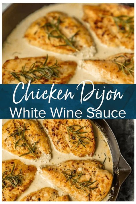 White Wine Recipes Cooking, Chicken Dijon, Chicken White Wine Sauce, White Wine Sauce Recipes, Chicken Wine, White Wine Recipes, White Wine Chicken, Wine Chicken, Fit Meals