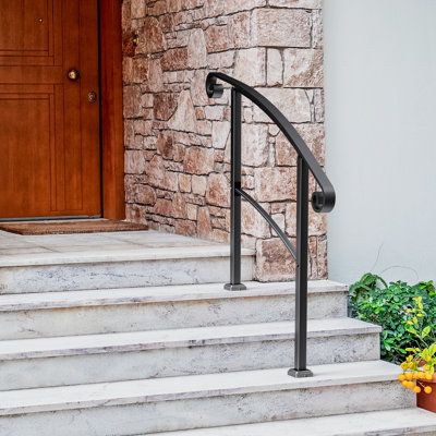 Our handrails for outdoor steps arrives with all necessary hardware and installation manual. Pre-viewed PDF version of User manual attached under below Product guides and documents. Size: 3.4 ft. H x 3.4 ft. W | Bme Metal Porch & Stair Railings Metal in Black | 40 H x 40 W x 15.43 D in | Wayfair Stair Railings Metal, Outside Handrails, Step Railing Outdoor, Front Porch Stairs, Exterior Handrail, Metal Porch, Outdoor Handrail, Porch Stairs, Wrought Iron Stair Railing